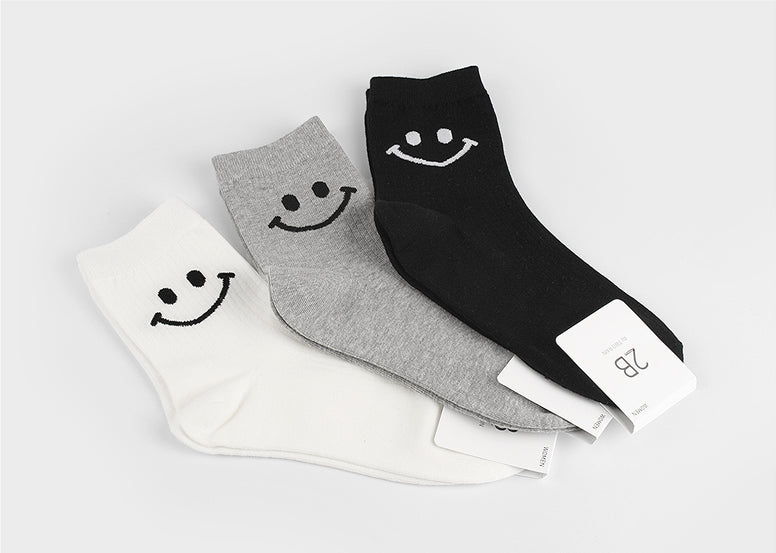 Simple Smile Women's Crew Socks (White, Mustard, Pink, Grey, Black)