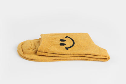 Simple Smile Women's Crew Socks (White, Mustard, Pink, Grey, Black)