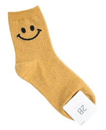 Simple Smile Women's Crew Socks (White, Mustard, Pink, Grey, Black)