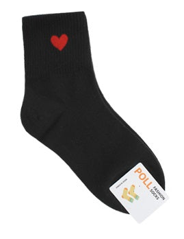 Single Heart Women's Crew Socks (White, Oatmeal, Pink, Grey, Deep Grey, Black)