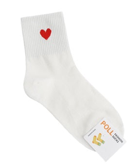 Single Heart Women's Crew Socks (White, Oatmeal, Pink, Grey, Deep Grey, Black)