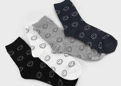 Smile Men's Crew Socks (Black, Ivory, Grey, Navy)