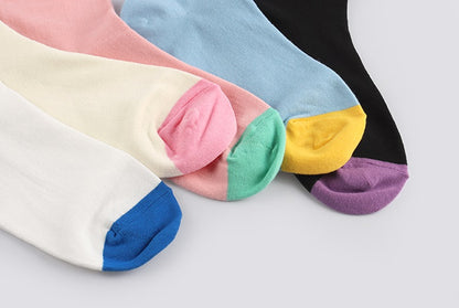 Smile Mood Women's Crew Socks (White, Ivory, Pink, Sky Blue, Black)