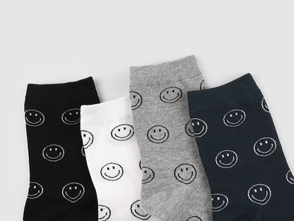 Smile Men's Crew Socks (Black, Ivory, Grey, Navy)