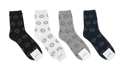 Smile Men's Crew Socks (Black, Ivory, Grey, Navy)