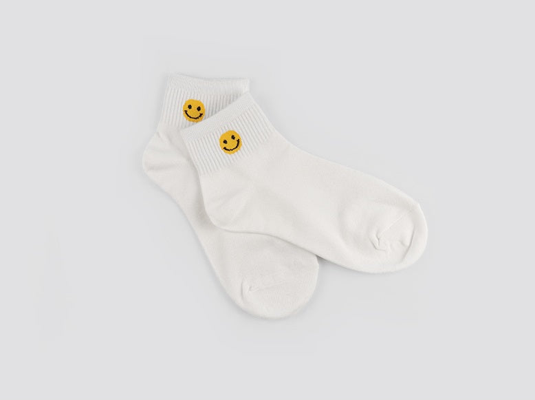 Smiling Face Women's Ankle Socks (Ivory, Oatmeal, Mocha, Grey, Black)