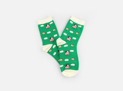 Spotted Cow Women's Crew Socks (Yellow, Green, Sky Blue, Pink, Grey)