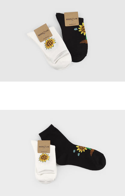 Sunflower Women's Crew Socks (White, Black)