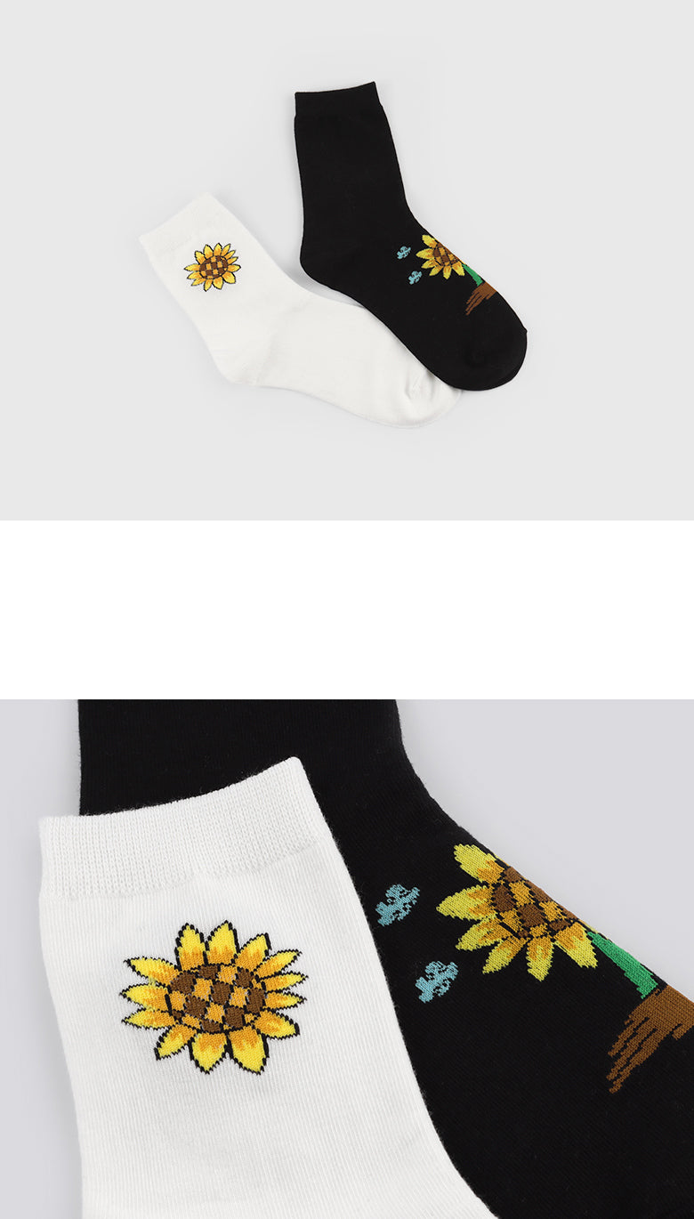 Sunflower Women's Crew Socks (White, Black)