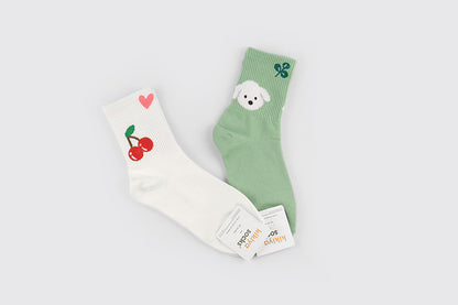 Various Character Women's Crew Socks (Ivory, Oatmeal, Mint, Navy, Grey, Black)